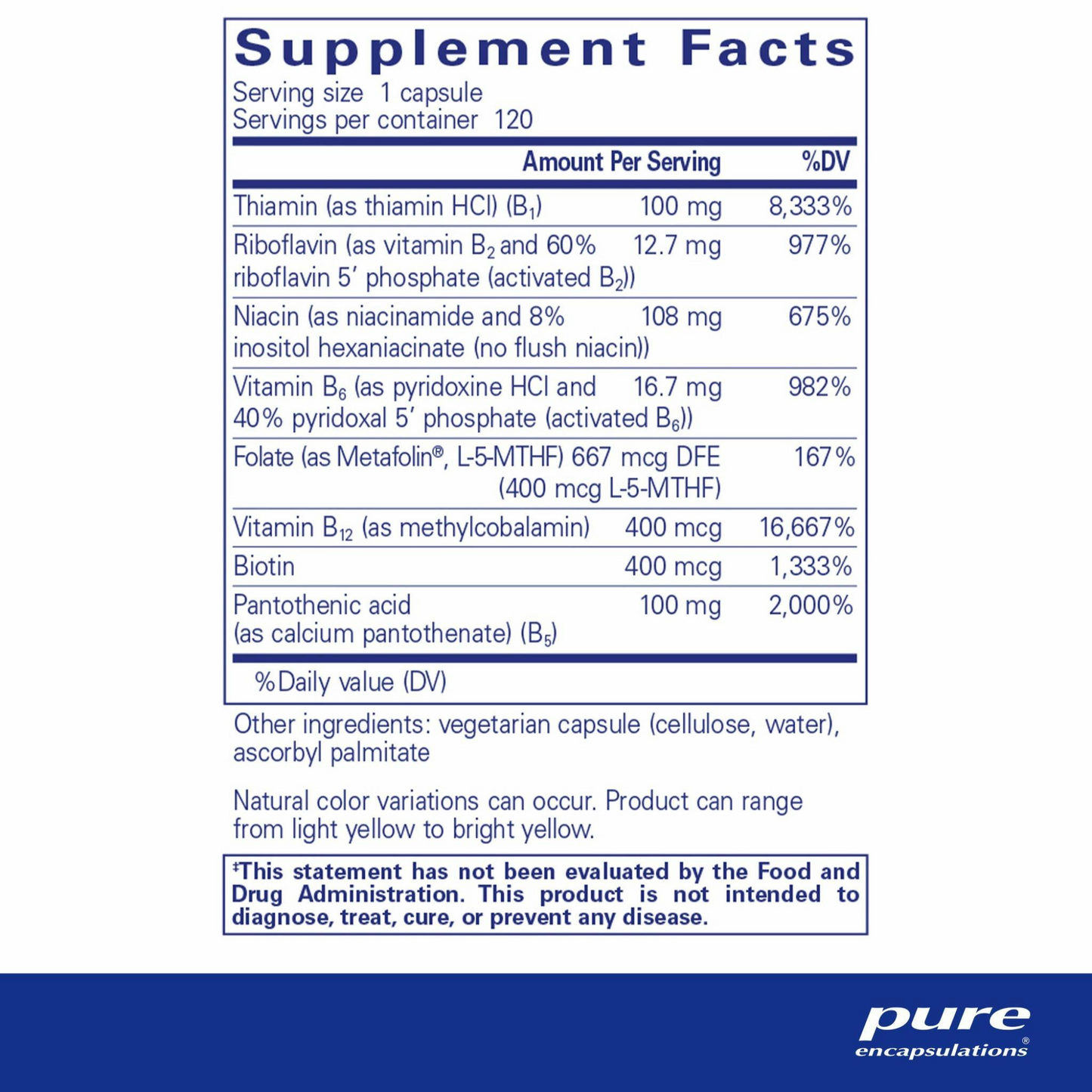 Pure Encapsulations B-Complex Plus Capsules (120 count) #10085792