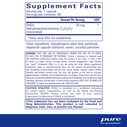 Pure Encapsulations DHEA 25 mg. Capsules (60 count) #10085797