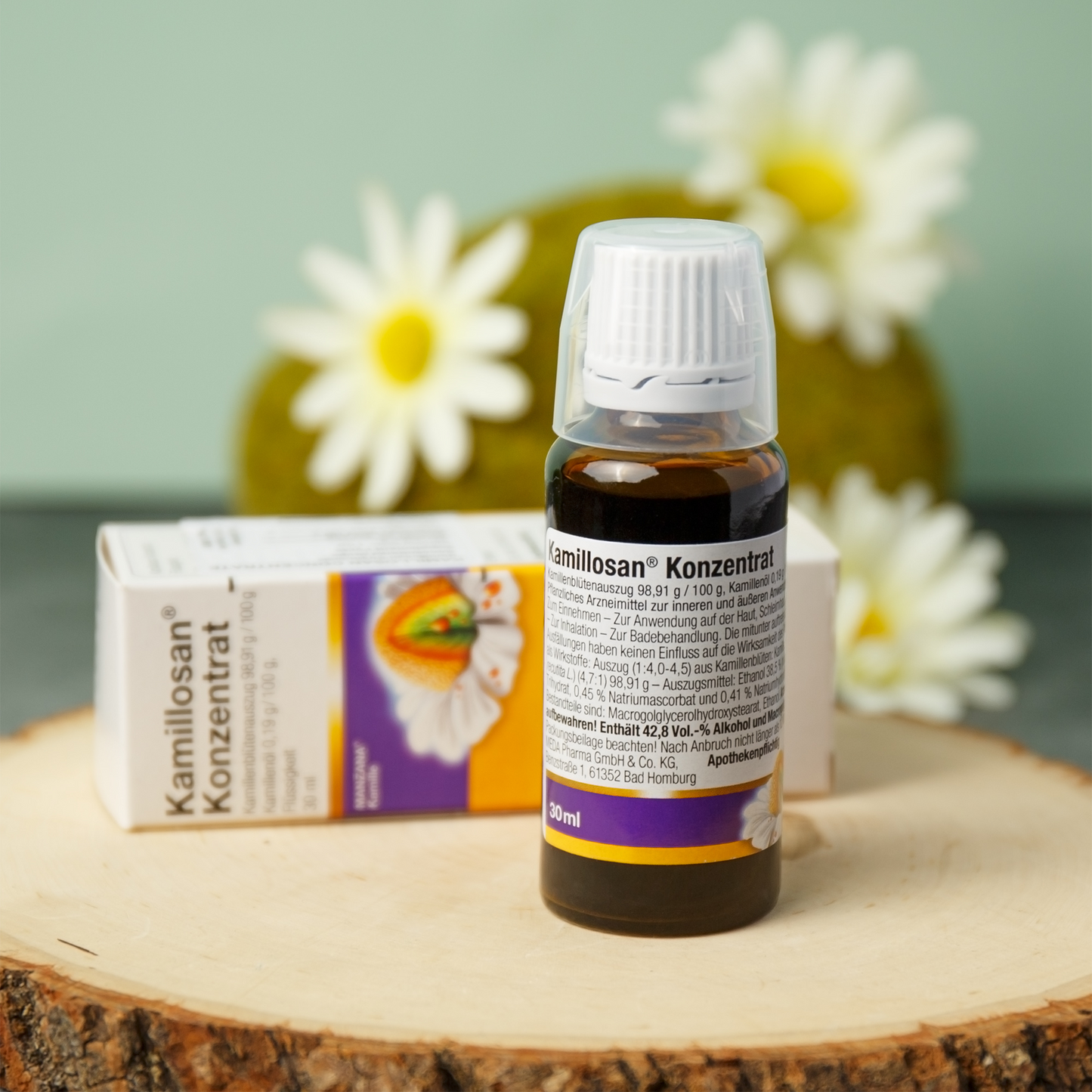 Alternate Image of Kamillosan Concentrate, dark amber medicine bottle and box