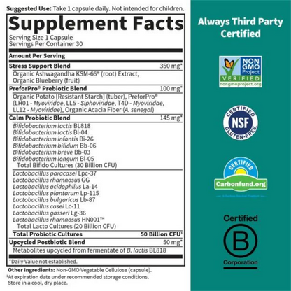 Garden of Life D.F. Probiotic Calm 50B Capsules (30 count) #10084917