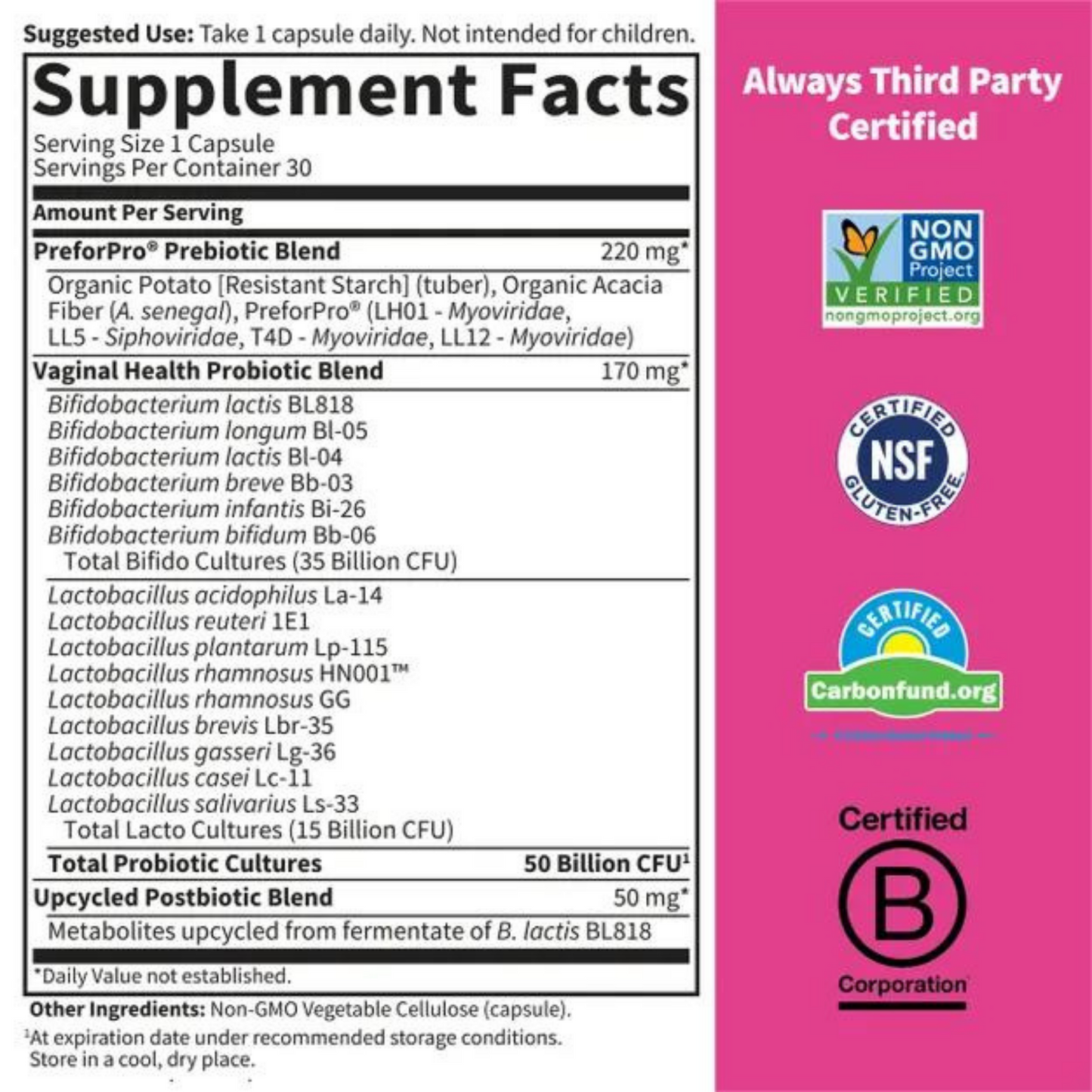 Garden of Life Probiotics Women's pH 50B Capsules (30 count) #10084920