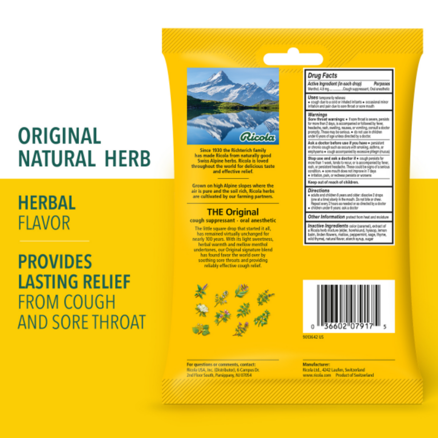 Ricola Sugar-Free Original Swiss Herb Throat Drops (19 count) #12725