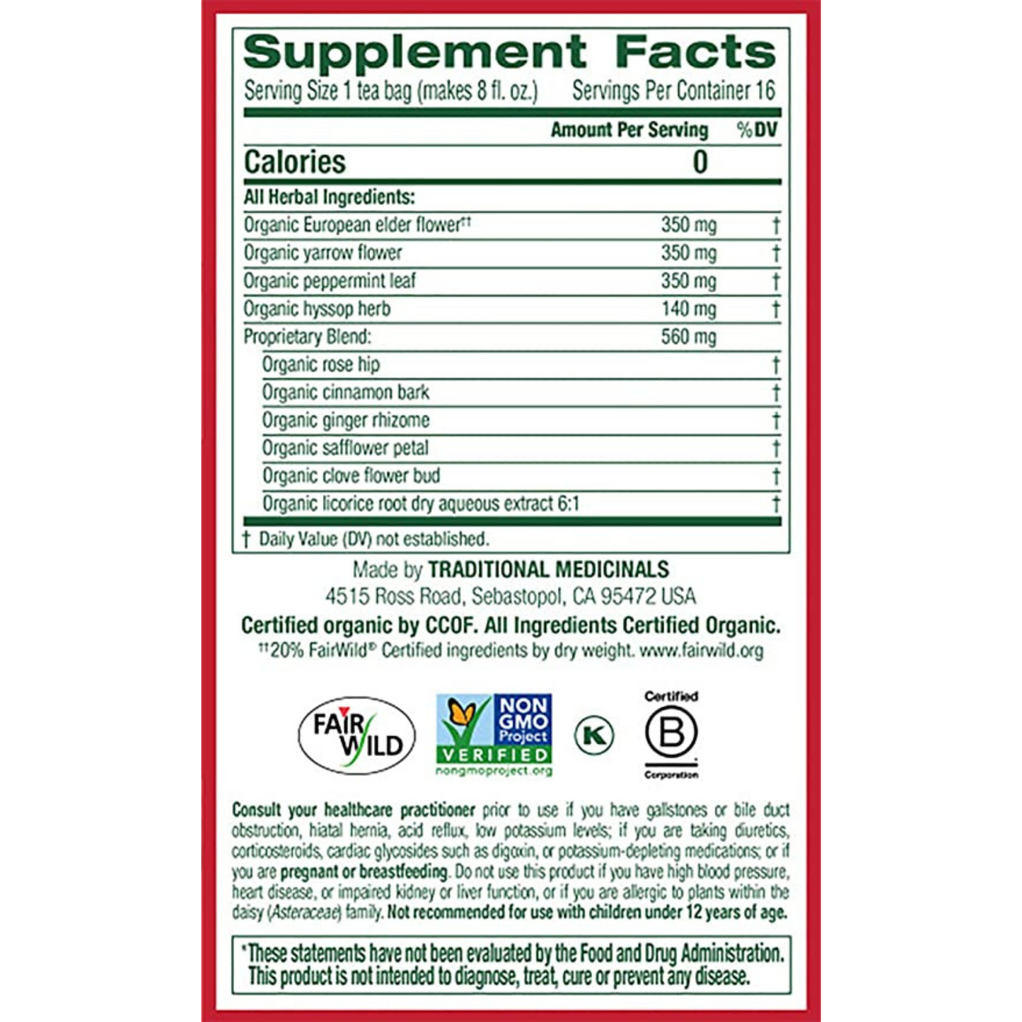 Traditional Medicinals Herbal Cold Care (16 count) #11758