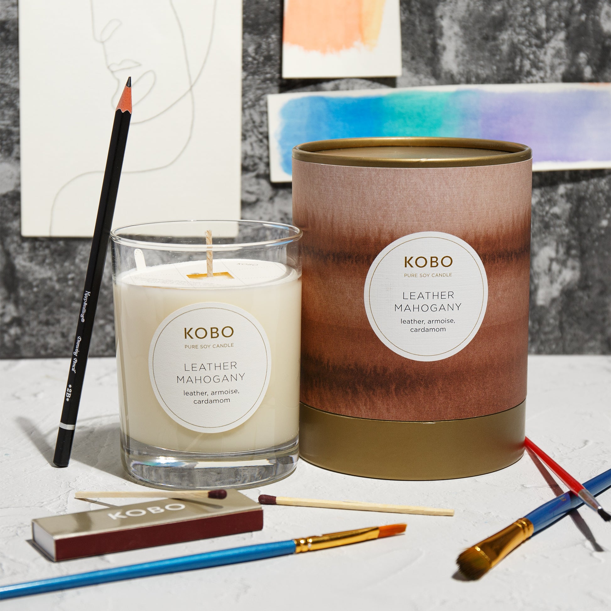 Alternate Image of Water Color Leather Mahogany Candle (11 oz)