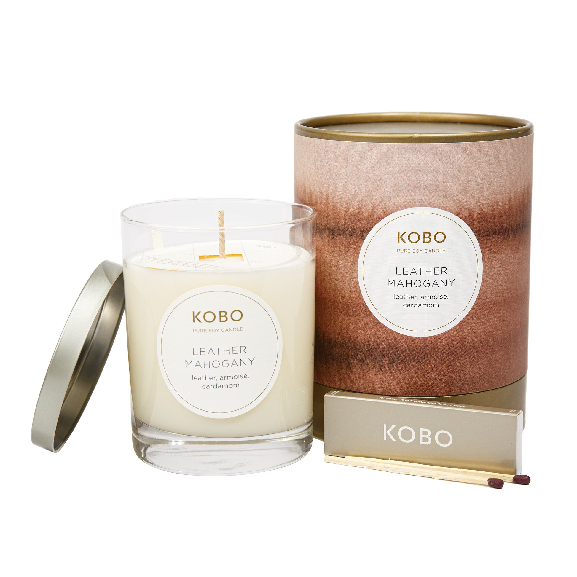 Primary Image of Watercolor Leather Mahogany Candle
