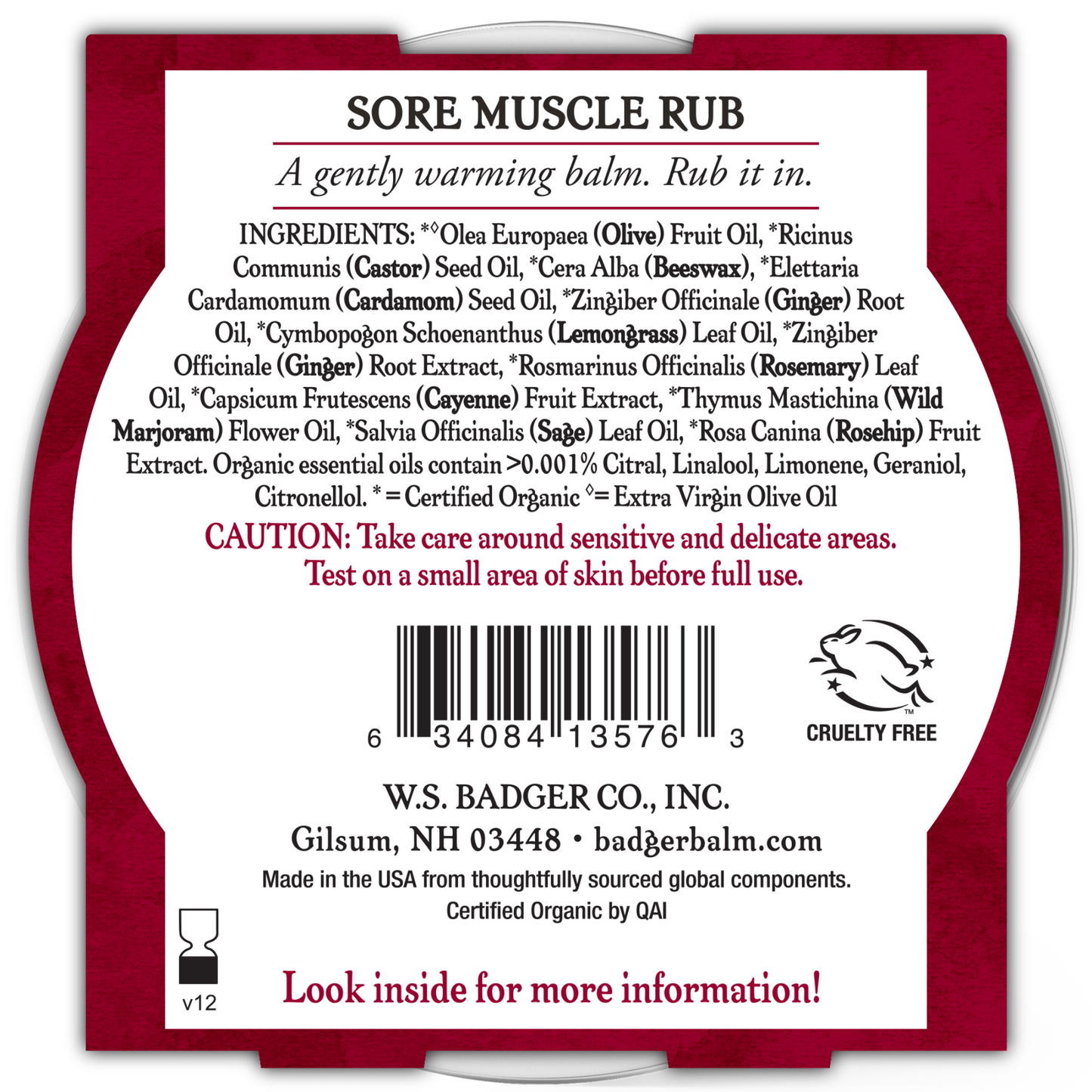 Alternate Image of Sore Muscle Rub Large Tin Back
