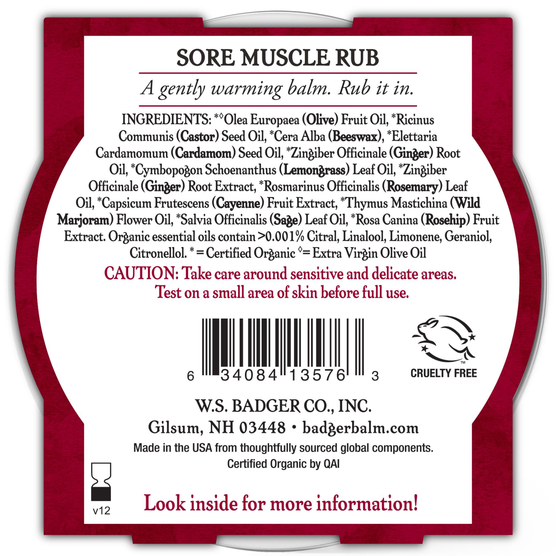 Alternate Image of Sore Muscle Rub Large Tin Back